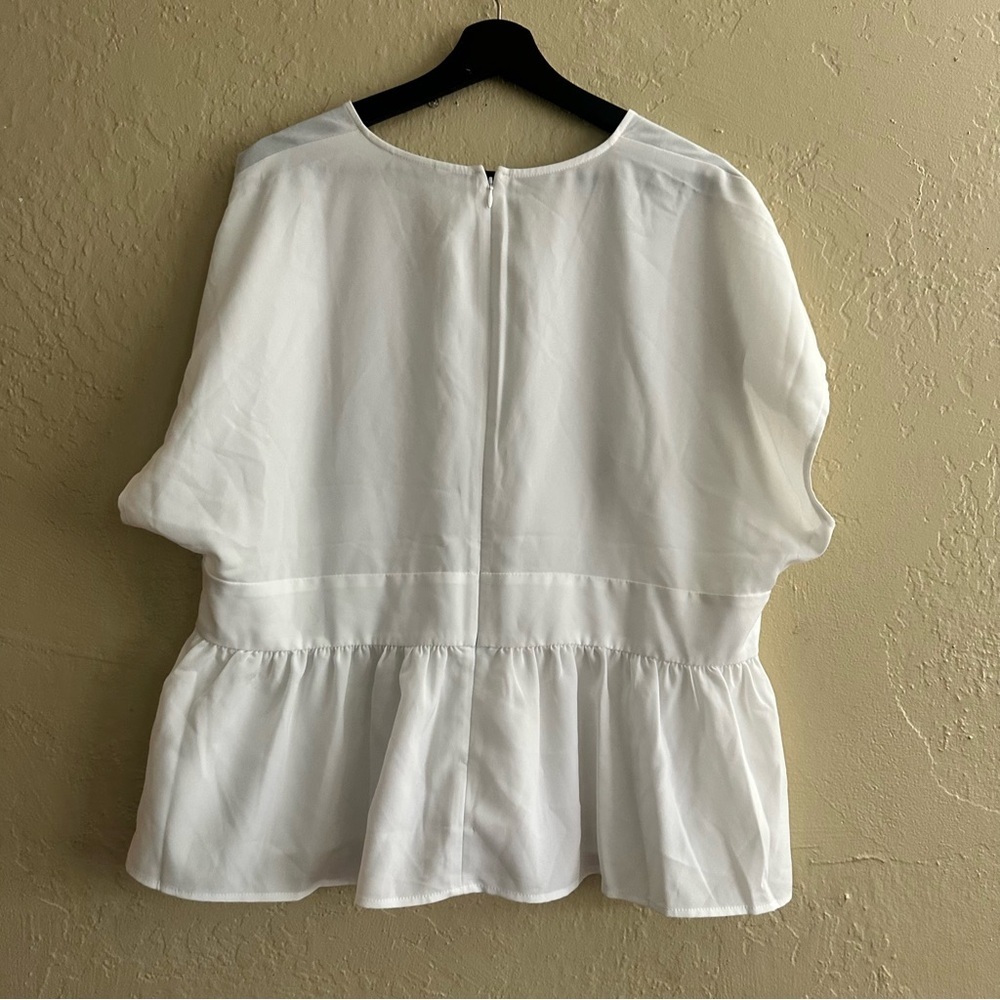 Express White V-Neck Peplum Blouse - Picture 2 of 4